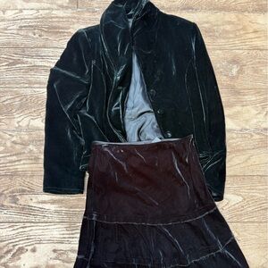 Ideology Black Velvet Jacket and skirt. Medium jacket size 2 skirt